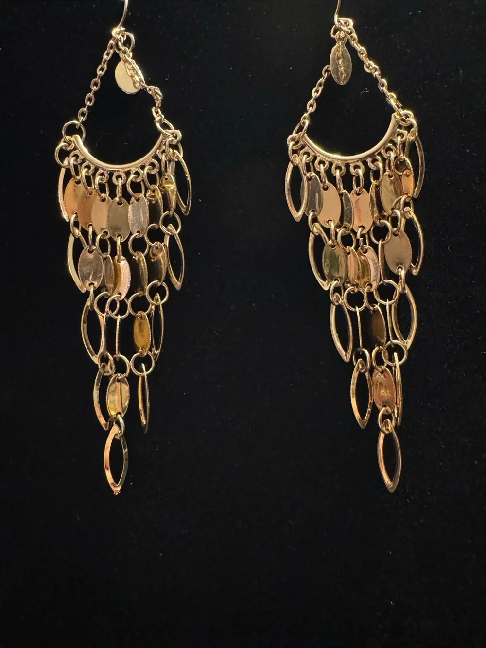 Gold 4.5” Shimmer Chandelier Cascade Earrings
